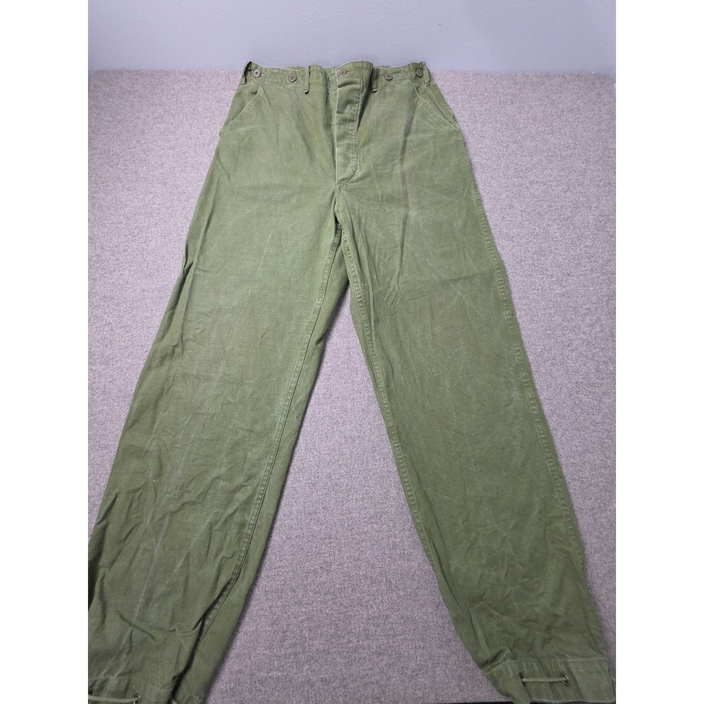Vtg Military Field Trousers Men 35x33 Green Belted Back Drawstring Ankle Pants